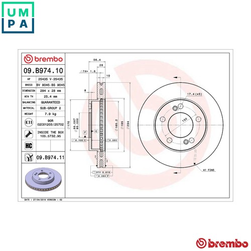 Brake disc b974 11 for - disc,