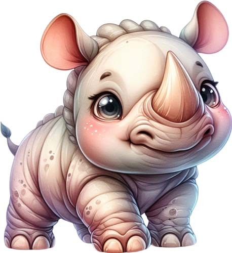 Colourful baby rhino wall art - colourful,