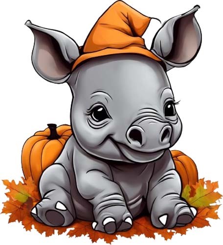 Halloween baby rhino wall art - rhino,