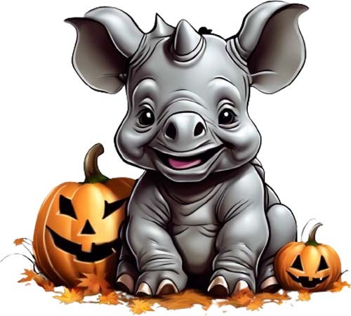 Halloween baby rhino wall - rhino, art