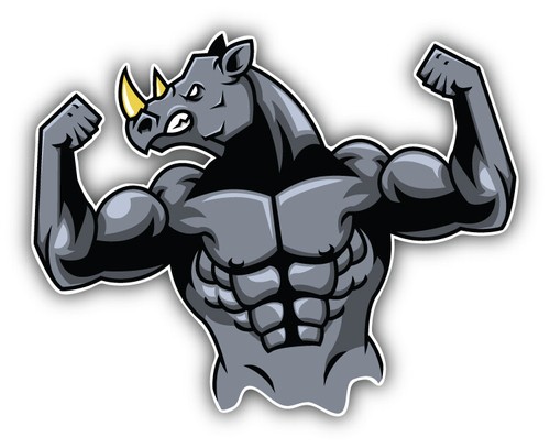 Muscular rhino mascot car - muscular,