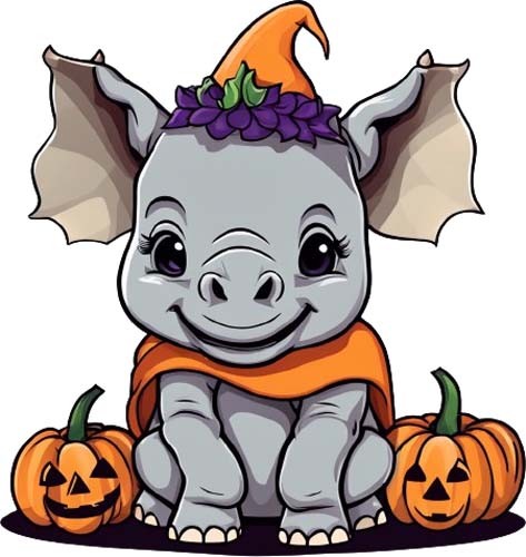 Halloween baby rhino wall art - baby,