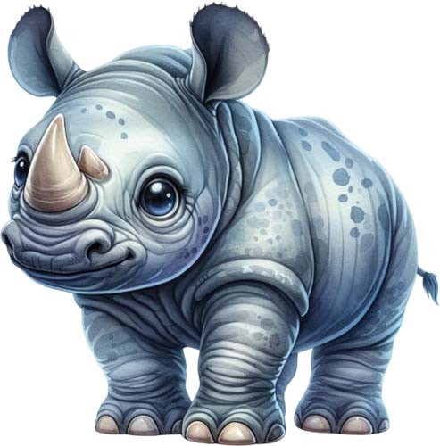 Colourful baby rhino wall - baby, art