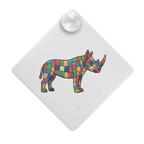 Mosaic rhino car window sign - rhino',